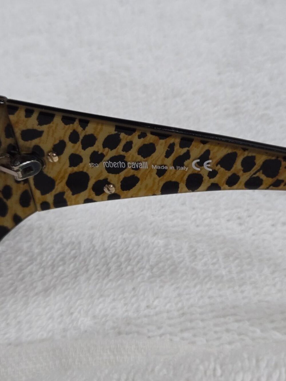 Vintage Robert Cavalli Stato 390S Oversized Black w/ Leopard Print Sunglasses - Picture 5 of 10